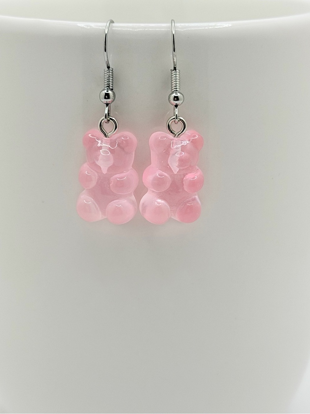 5 for $30 ✨ Pink Gummy Bear Drop Earrings with Silver Hooks - Women Jewelry